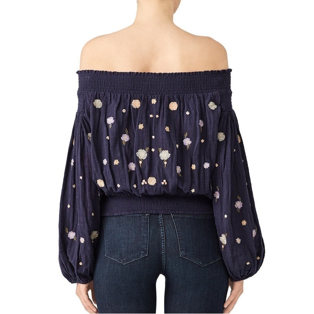 FREE PEOPLE Navy Saachi Smocked Top (101) - Picture 3 of 8